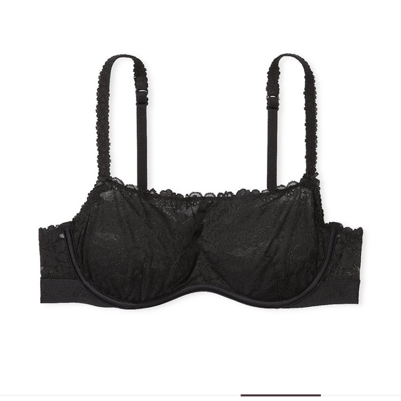 Pink by Victoria Secret Wink Unlined Bra Top Bustier Black Lace Sz Small New NWT - Picture 3 of 3